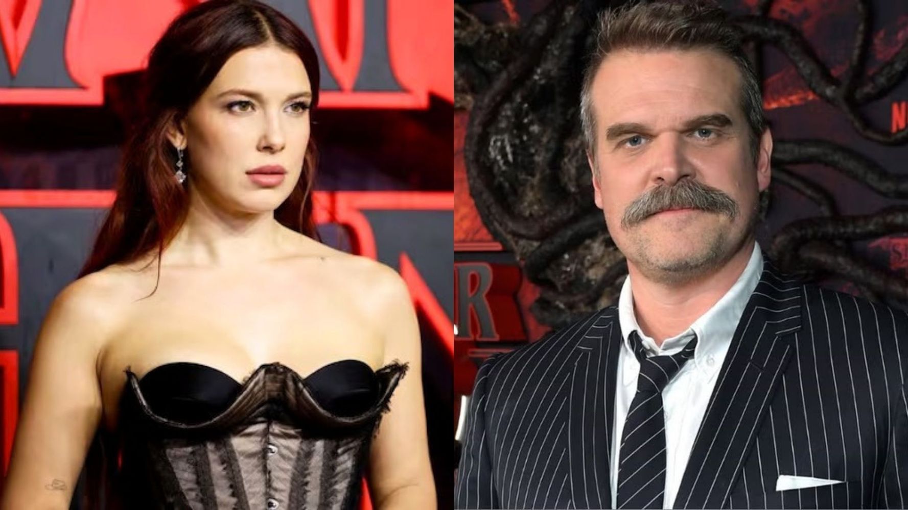 David Harbour y Millie Bobby Brown.