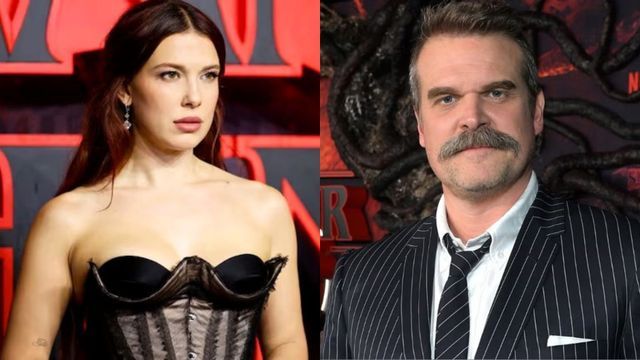 David Harbour y Millie Bobby Brown.