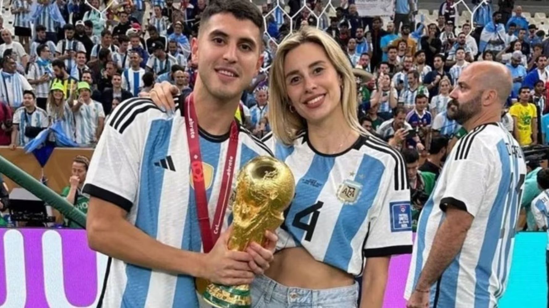 Exequiel Palacios y Yesica Frias durante el Mundial de Qatar.
