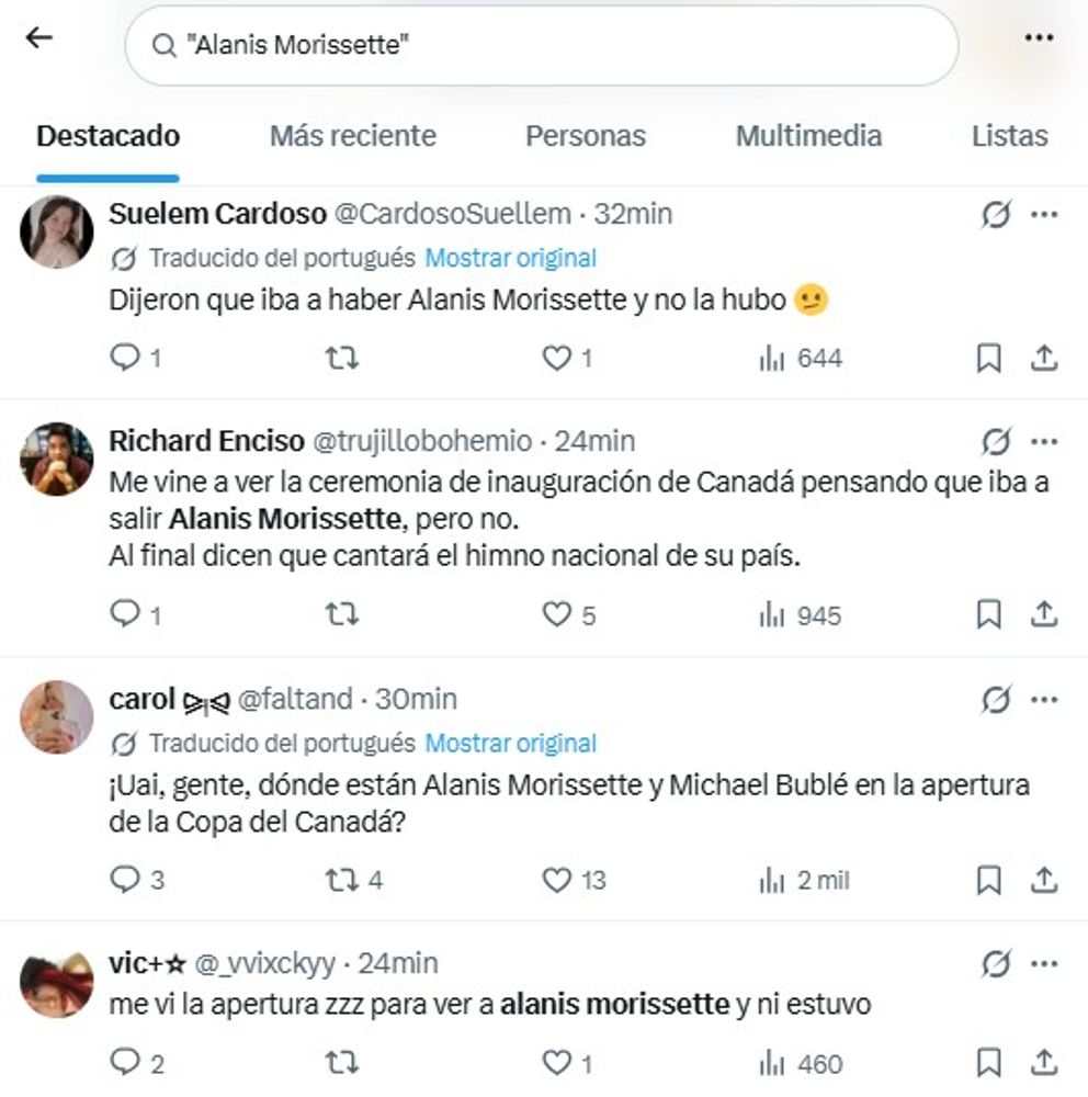 Mundial 2026: La indignación en las redes por la ausencia de Alanis Morissette y Michael Bublé en la inauguración de Canadá