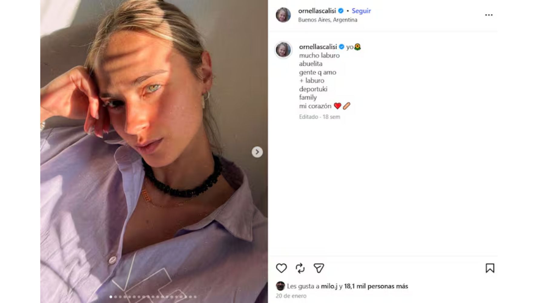 Las publicaciones de la joven llevan los likes del cantante.