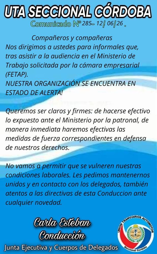 La UTA rechazó de plano el anuncio de Fetap.