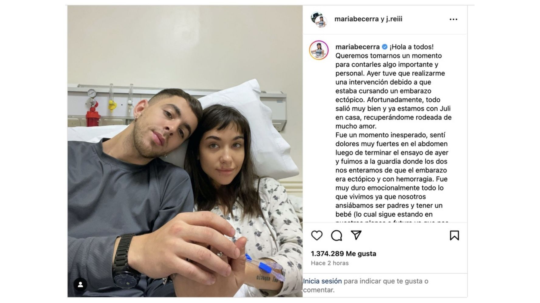 La primera vez que María contó que tuvo un embarazo ectópico.