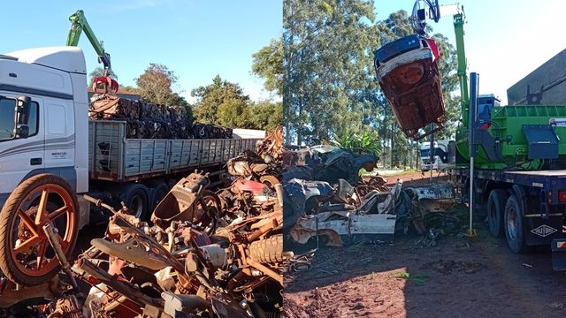Compactaron 127 toneladas de vehículos secuestrados en depósitos policiales del norte de Misiones.