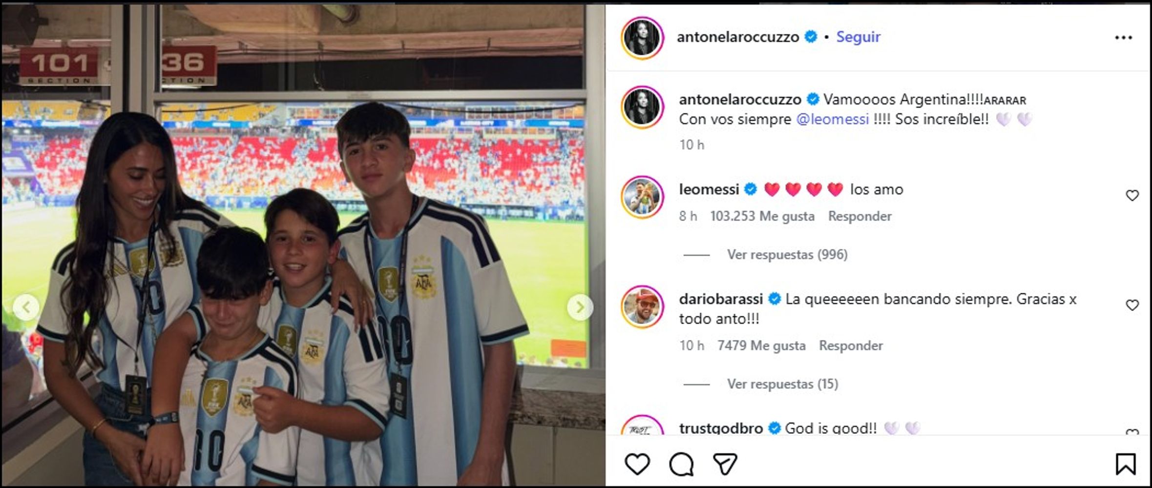 El mensaje de Antonela para Messi.