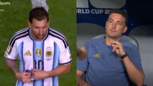 La reacción de Scaloni cuando salió Messi ante Argelia