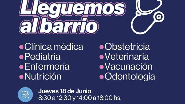 Los operativos incluirán clínica médica, pediatría, enfermería, nutrición, obstetricia, vacunación y veterinaria.