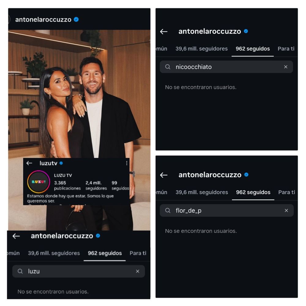Antonela Roccuzzo dejó de seguir a Luzu, Occhiato y Flor Peña