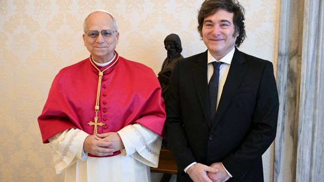 El Papa León XIV y Javier Milei
