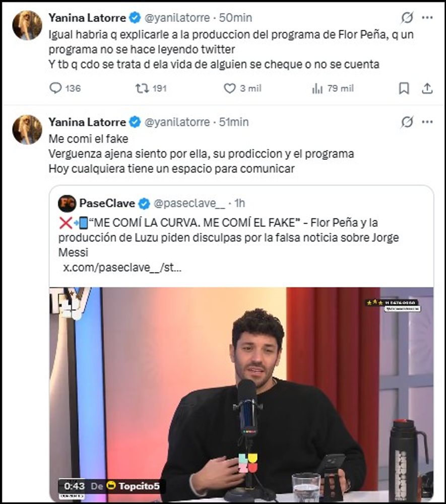 Yanina Latorre sobre lo que ocurrió con Flor Peña.