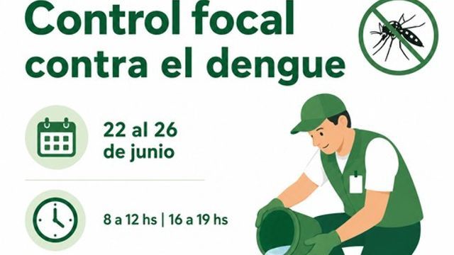 El operativo de control focal se desarrollará entre el 22 y el 26 de junio, en dos turnos diarios.