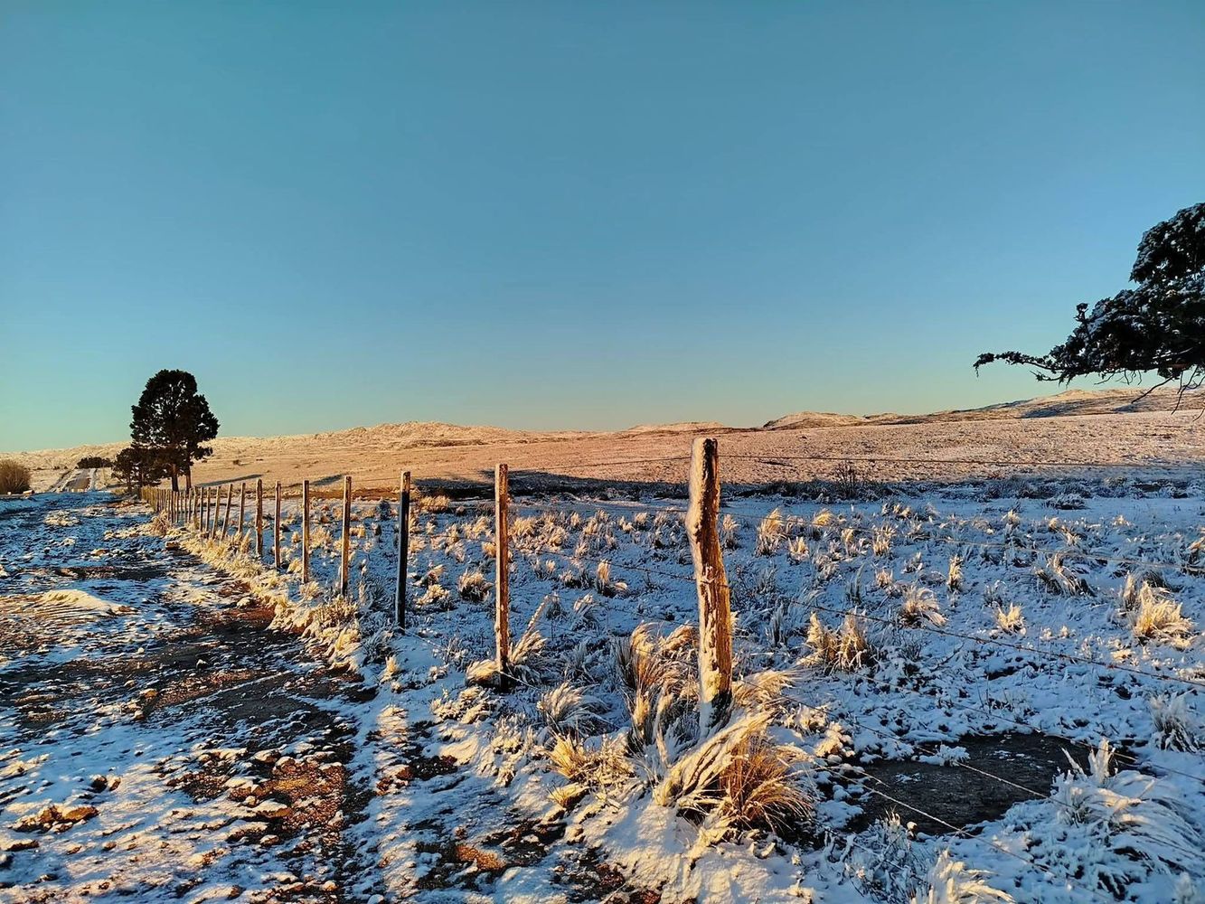 Tanti también se vistió de blanco tras la nevada en las sierras.