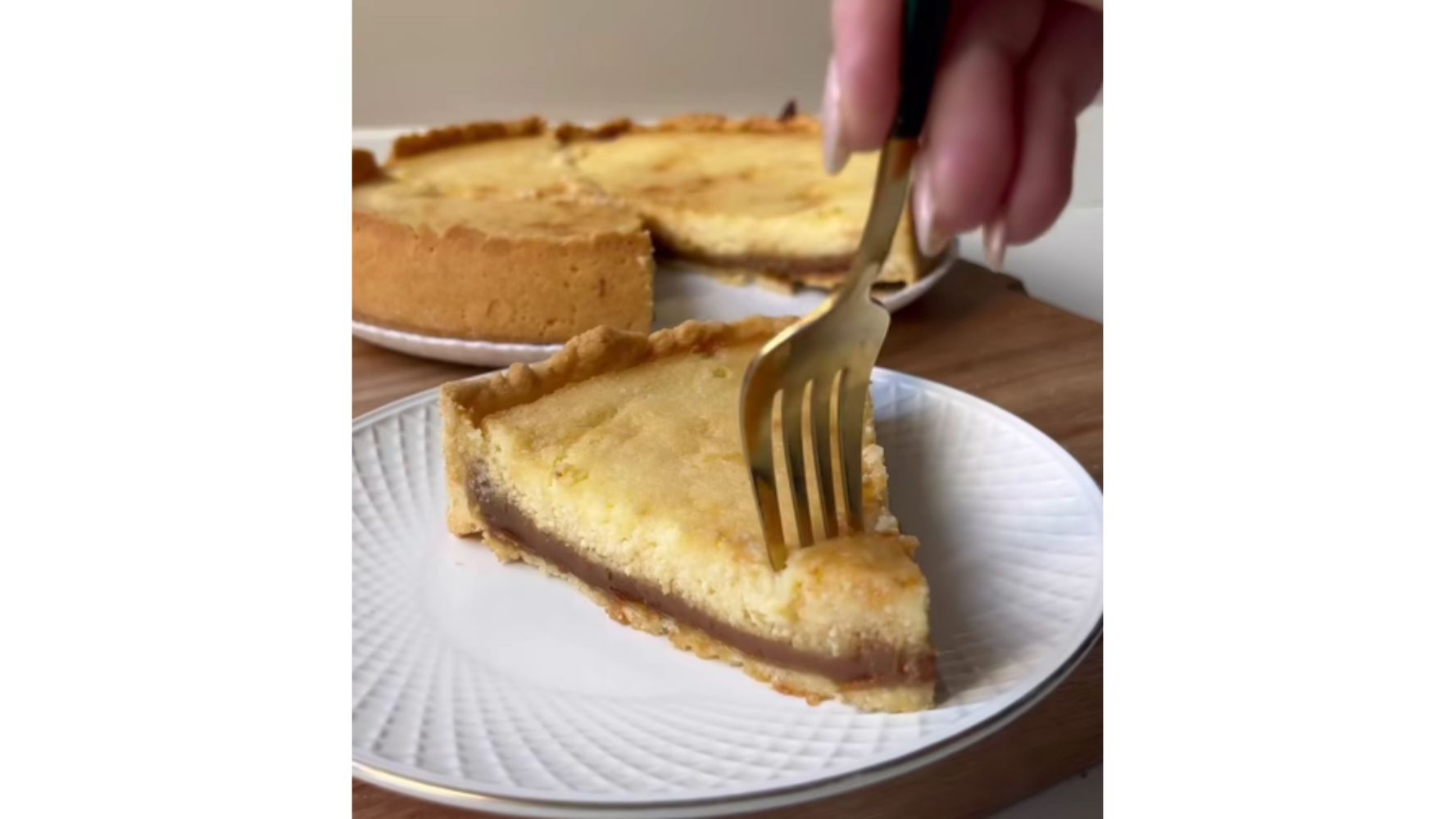 Así queda por dentro la tarta de ricota.