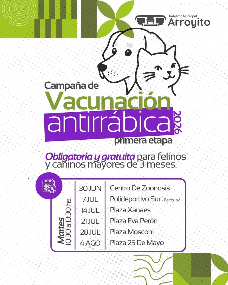 Vacunación Antirrábica Arroyito 2026