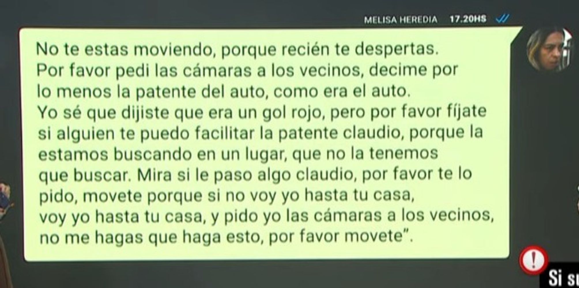 Mensajes entre Melisa Heredia y Claudio Barrelier.