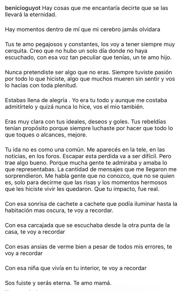La despedida del hijo de Ernestina Pais que conmovió a todos