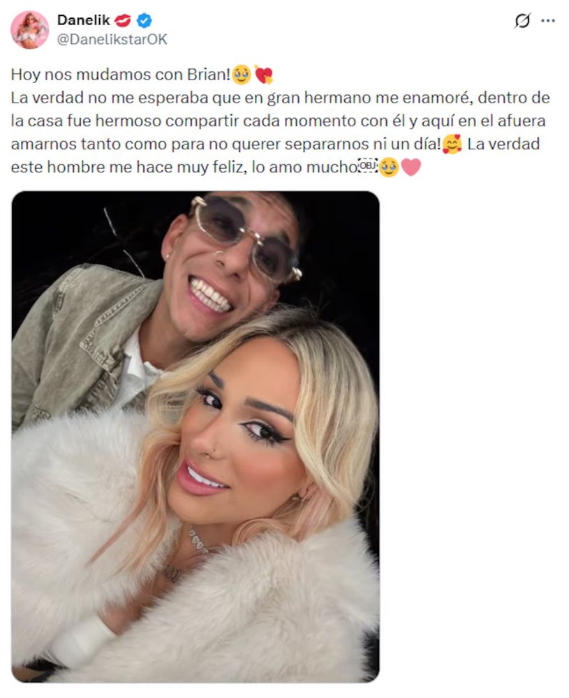 Brian Sarmiento y Danelik dieron un paso más en su relación