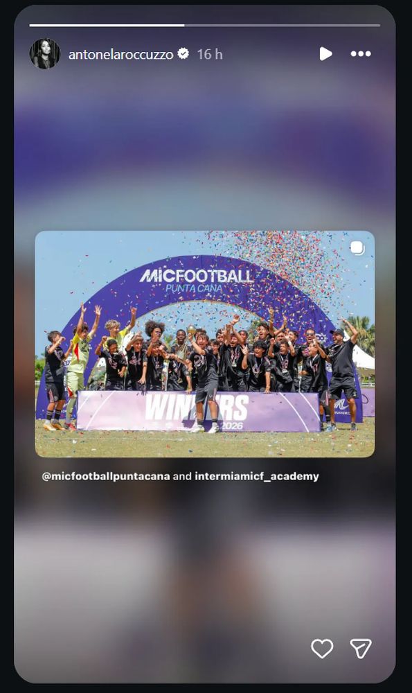 La historia de Antonela Roccuzzo celebrando el título de Thiago Messi