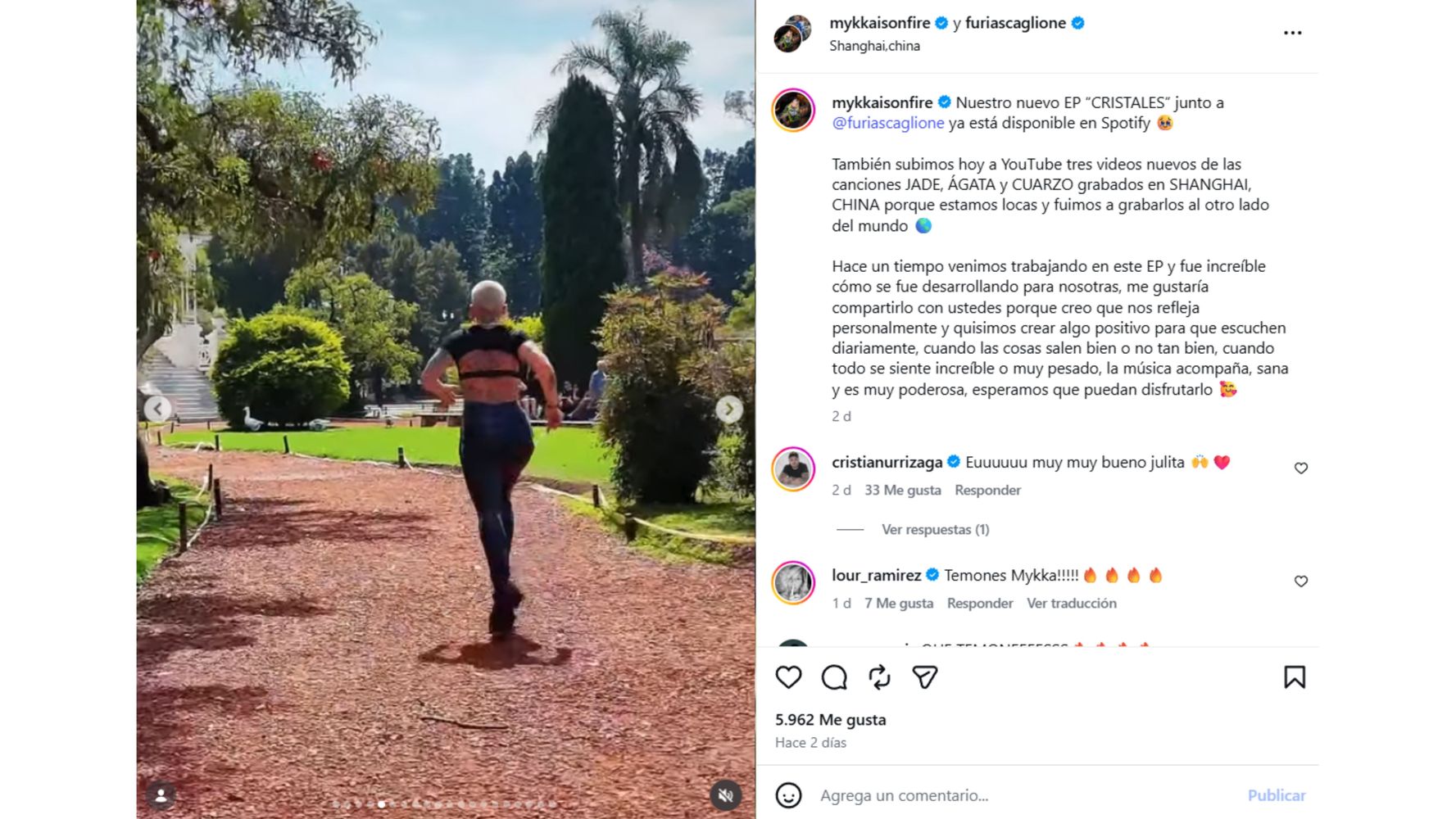 La famosa compartió la noticia en sus redes.