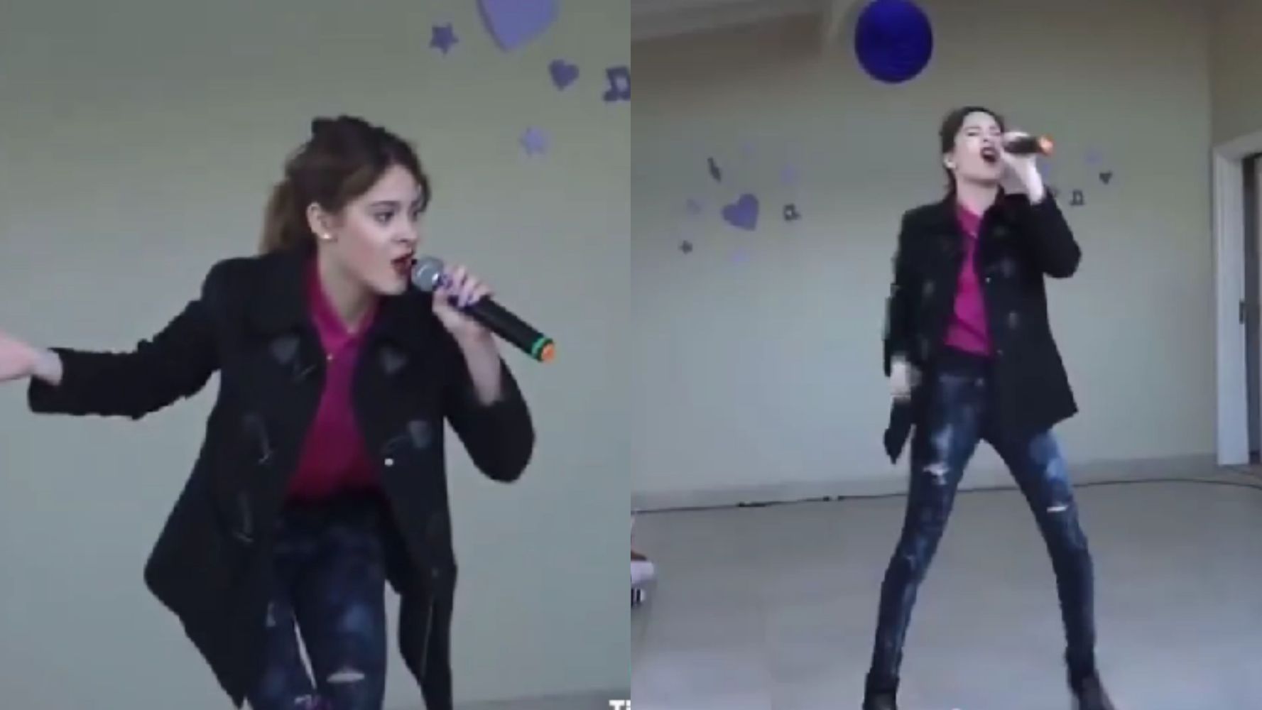 El look con el que Tini cantaba en los cumpleaños infantiles.