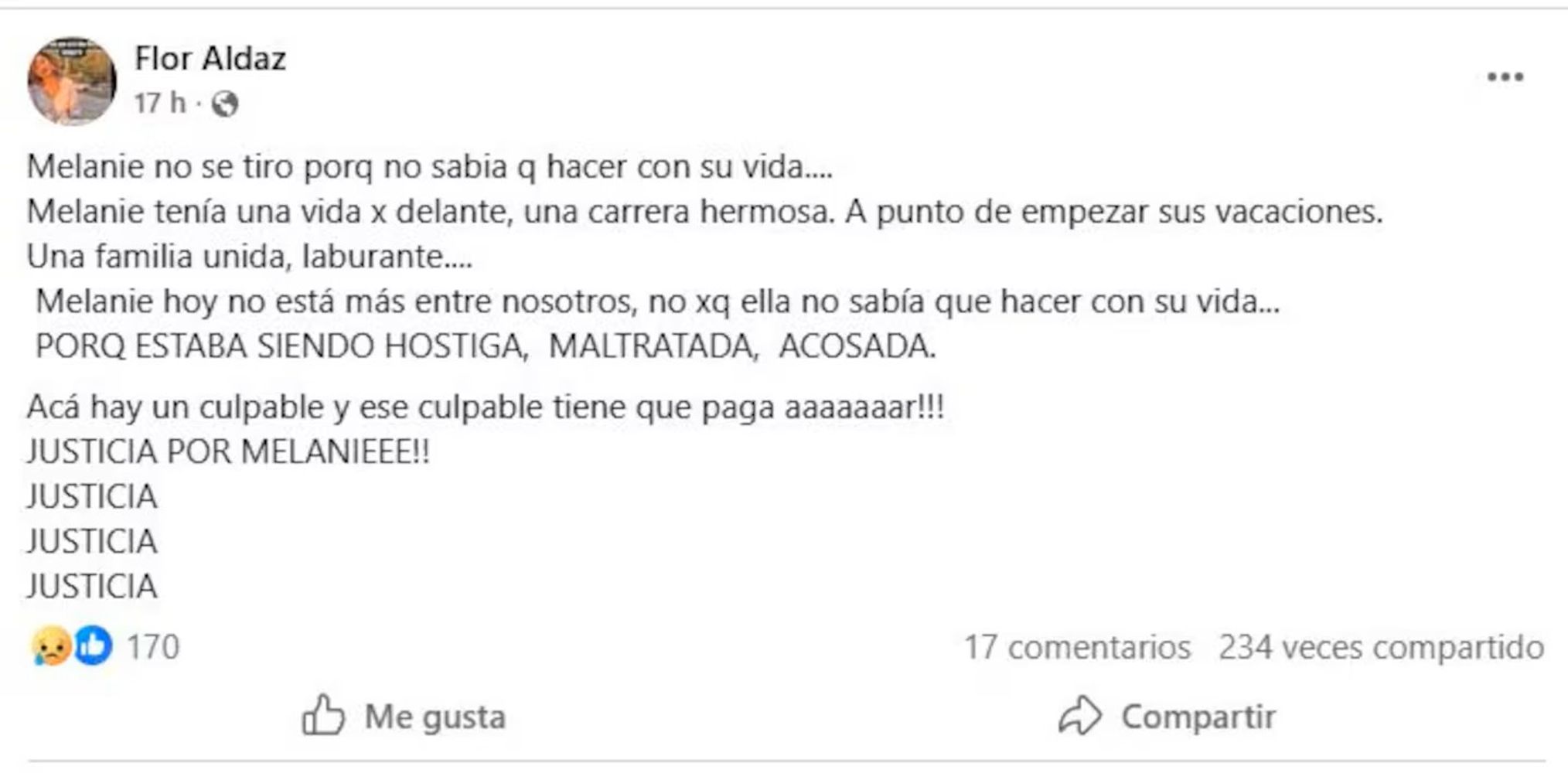 La estremecedora revelación de la familia de Melanie Aldaz tras confirmar su muerte que podría dar un giro al caso.