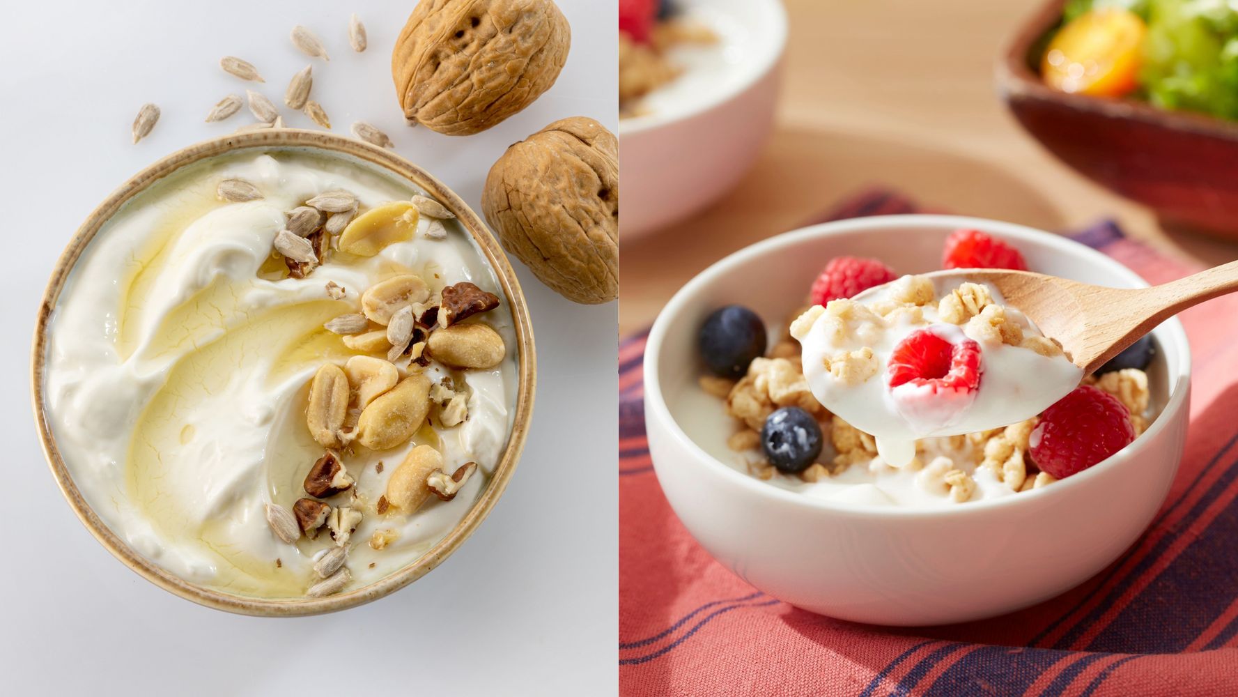 Yogurt griego con frutas tibias.
