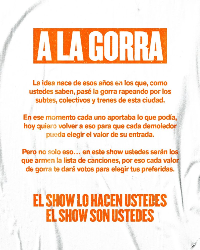 Ysy A anunció un histórico show "a la gorra": de qué se trata esta llamativa propuesta