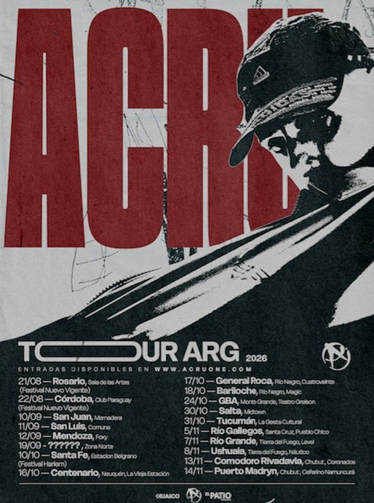Acru anunció su Gira Nacional 2026: fechas, entradas y el esperado regreso junto a DJ Haze