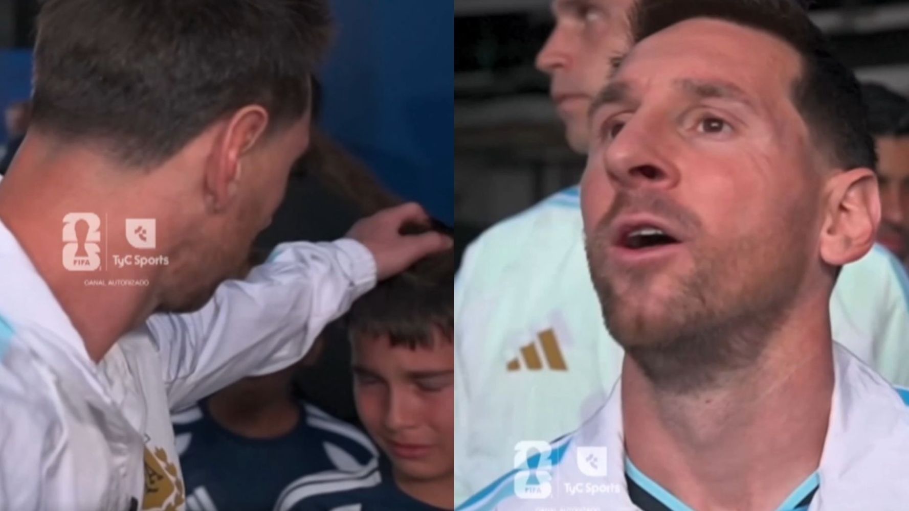 Messi consoló a un nene que se emocionó al conocerlo