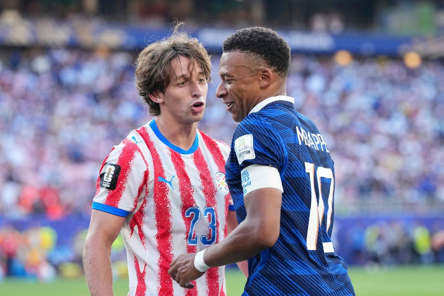 Matías Galarza Fonda, volante de River, y el encontronazo con Mbappé.