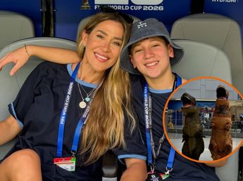 Jimena Barón esperó a Momo disfrazada de dinosaurio en el aeropuerto y su reacción se volvió viral: "Por favor..."