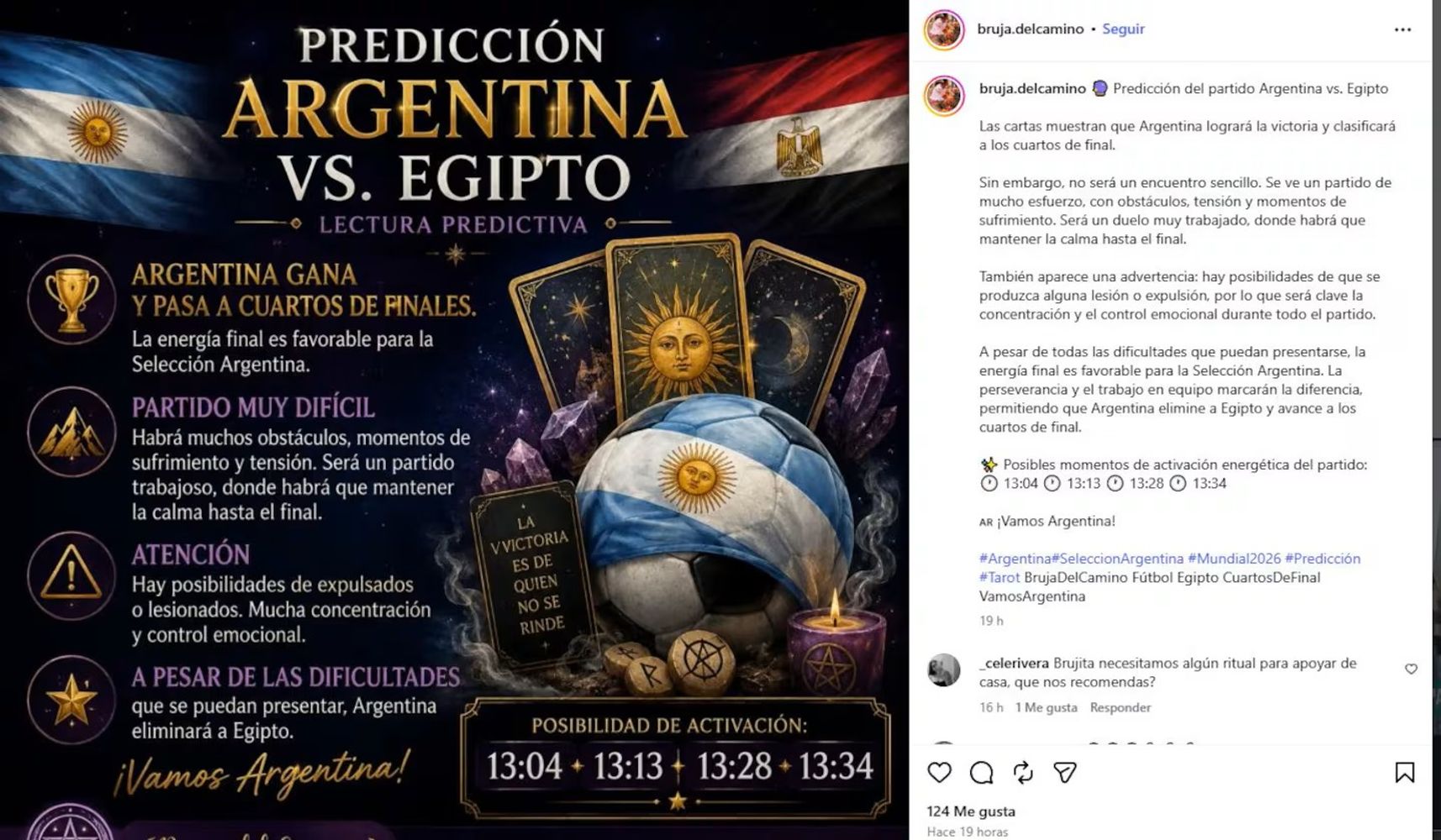 La advertencia de la tarotista que coincidió con el desarrollo del partido.