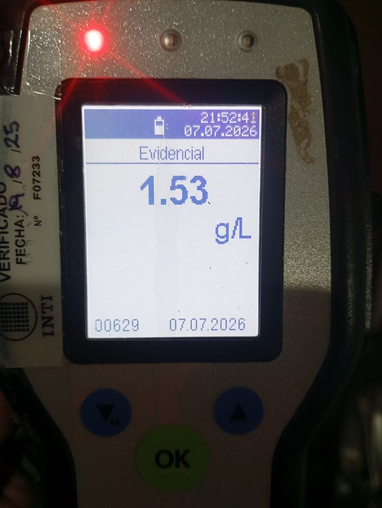Detuvieron a un motociclista con 1,53 g/l de alcohol en sangre durante un control vial en Eldorado.