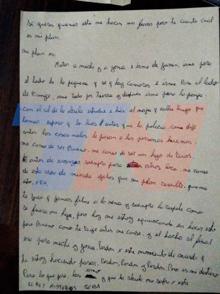 La carta que dejó el asesino