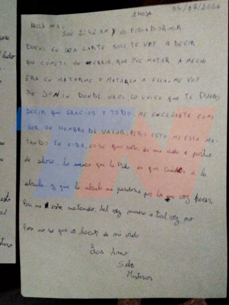 La carta que dejó el asesino
