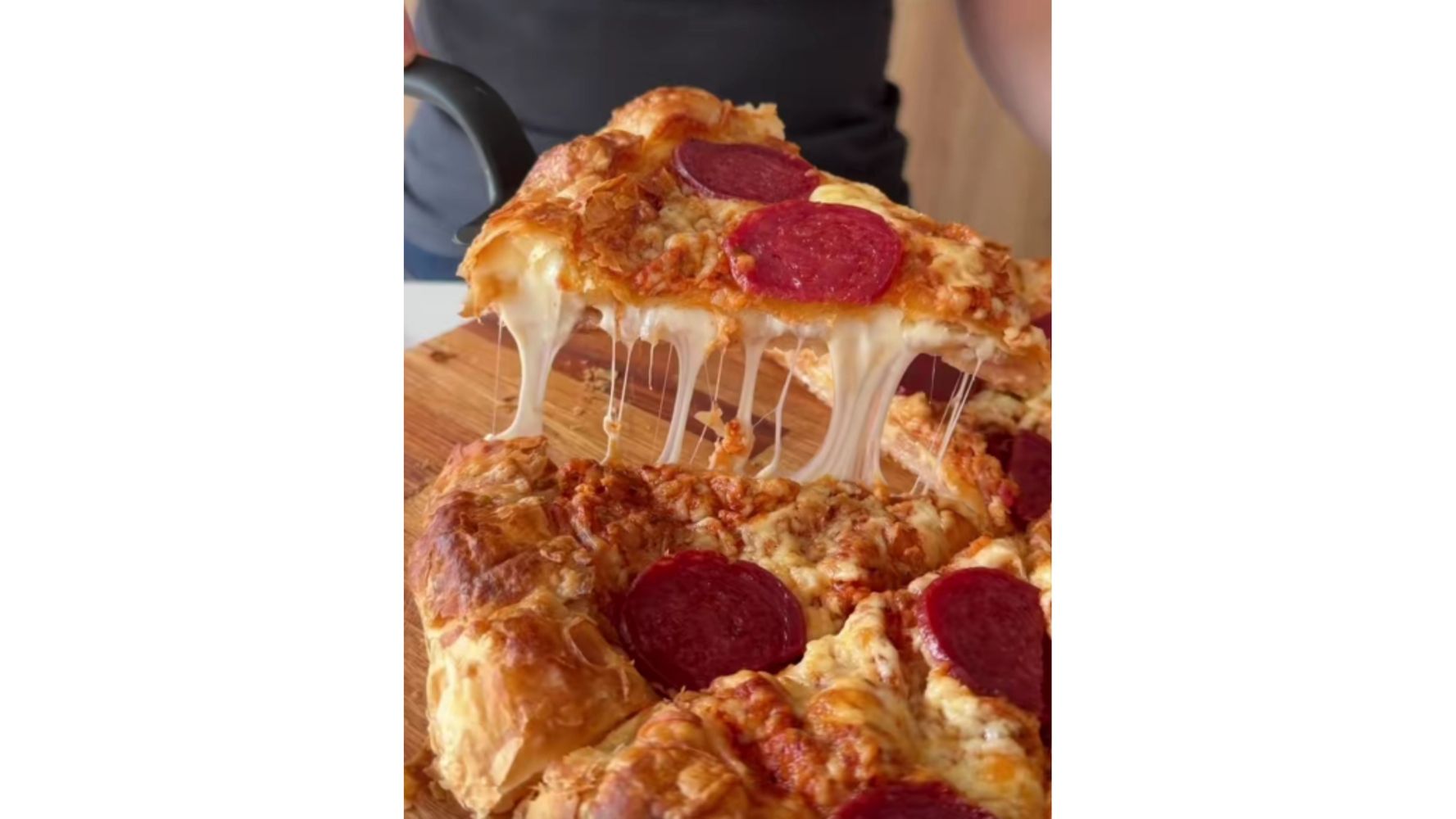 Así queda la "pizza" por dentro.