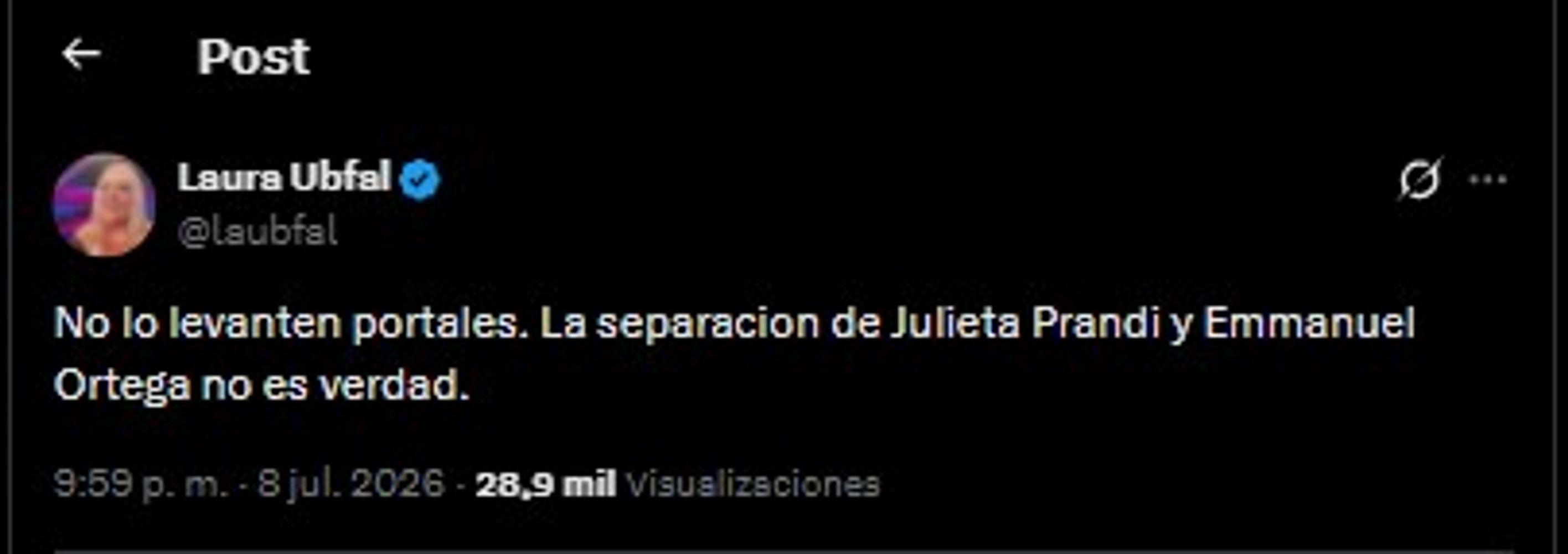 La verdad de la separación de Julieta Prandi y Emanuel Ortega