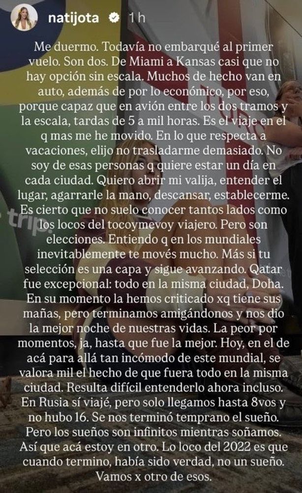 El comentario de Nati Jota sobre la cobertura del Mundial