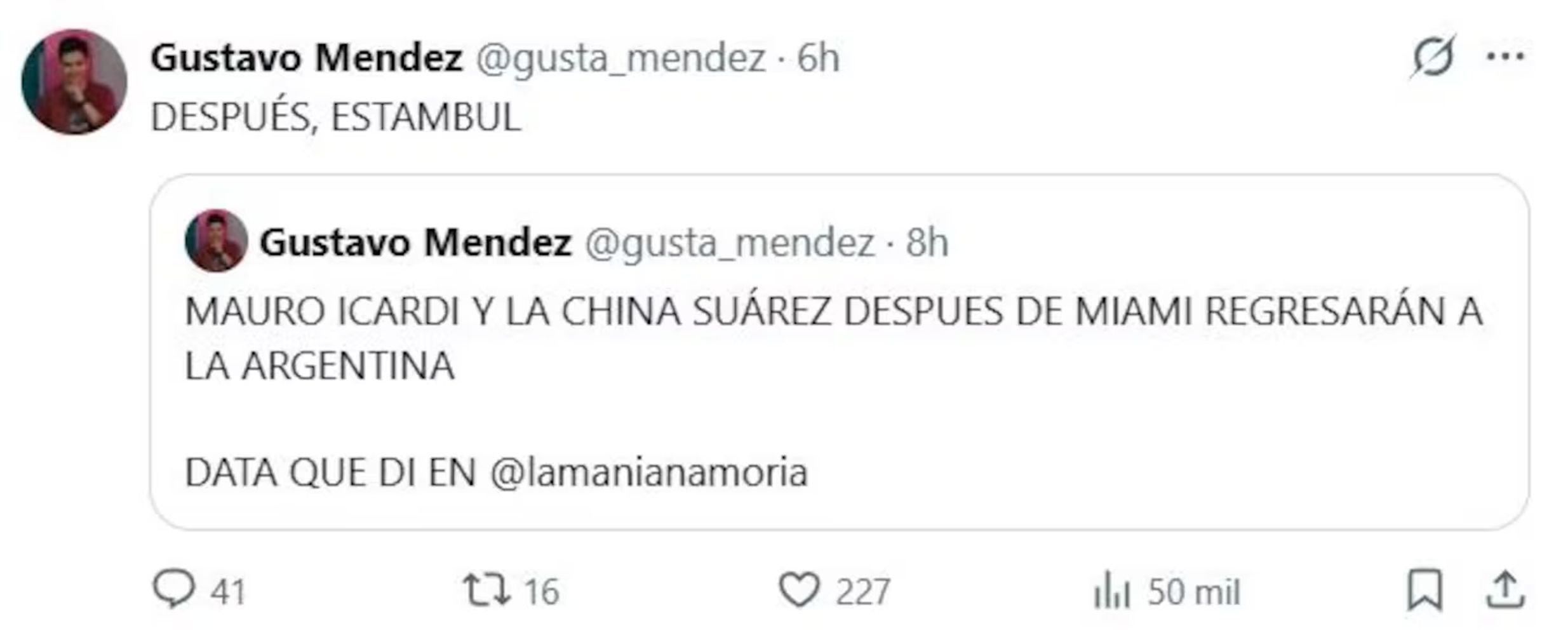 Icardi y la China partirán a Estambul tras su paseo por Miami