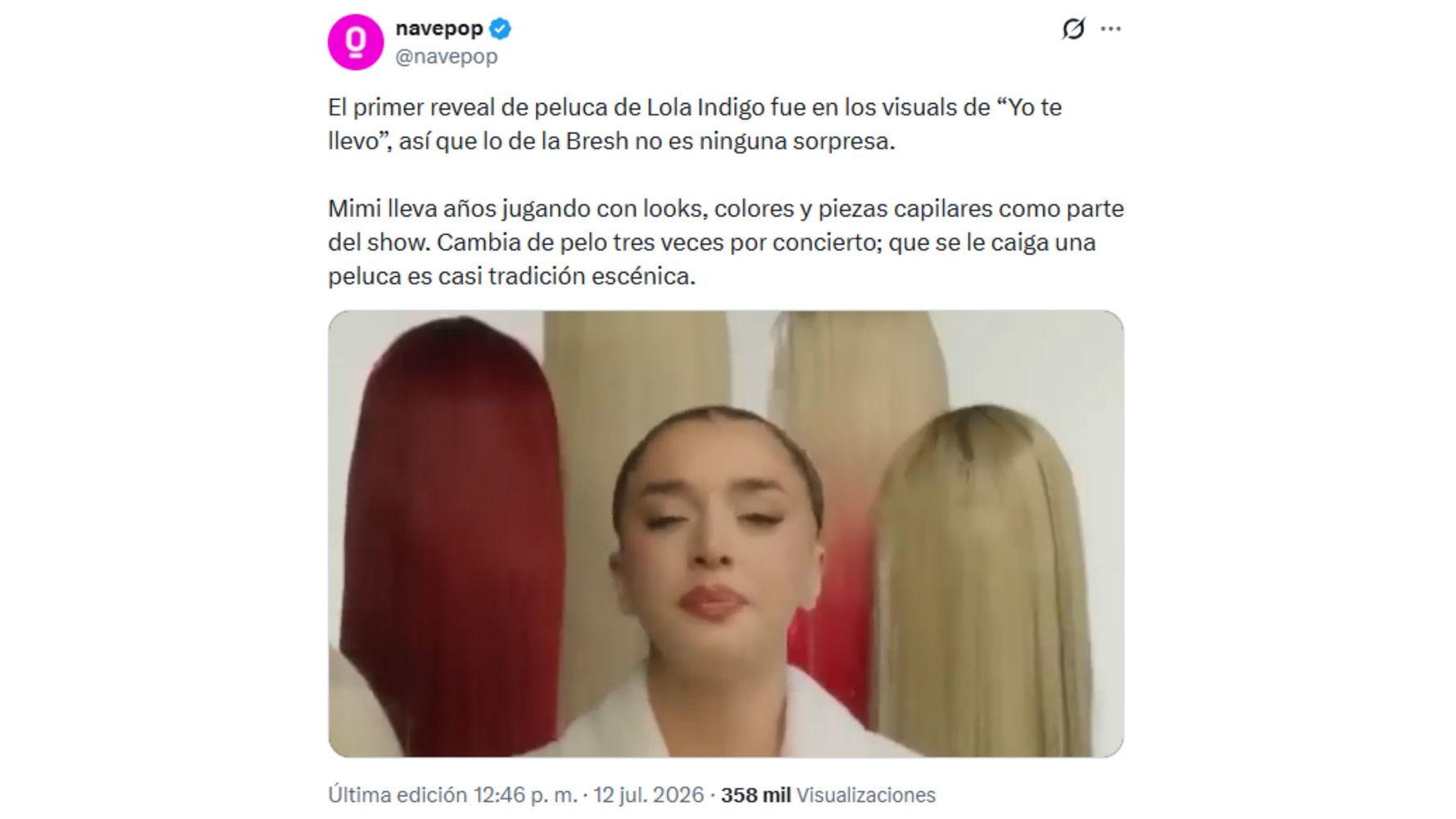 Los fanáticos aseguran que no es la primera vez que la cantante usa peluca.