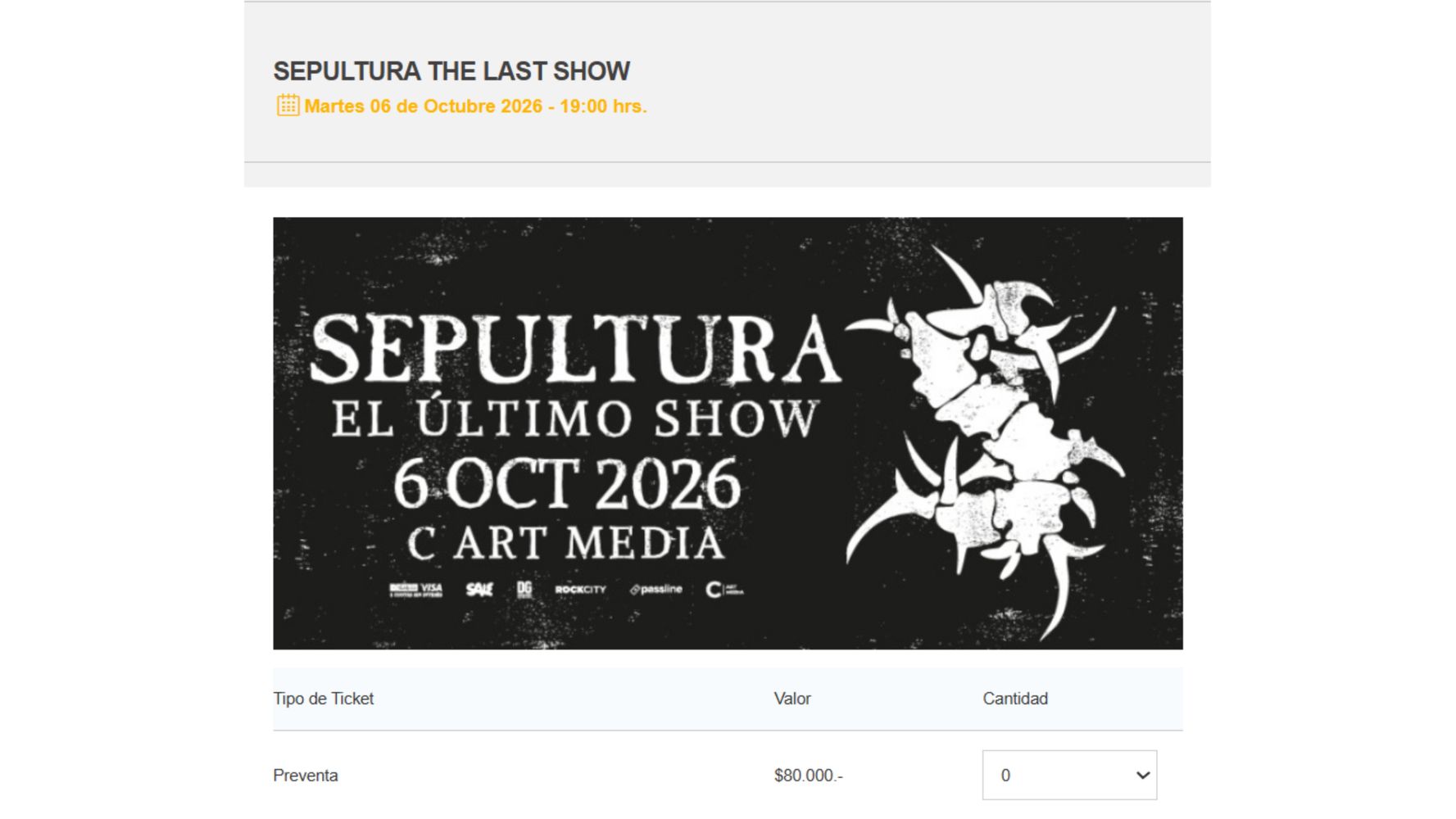 El precio de las entradas en preventa.