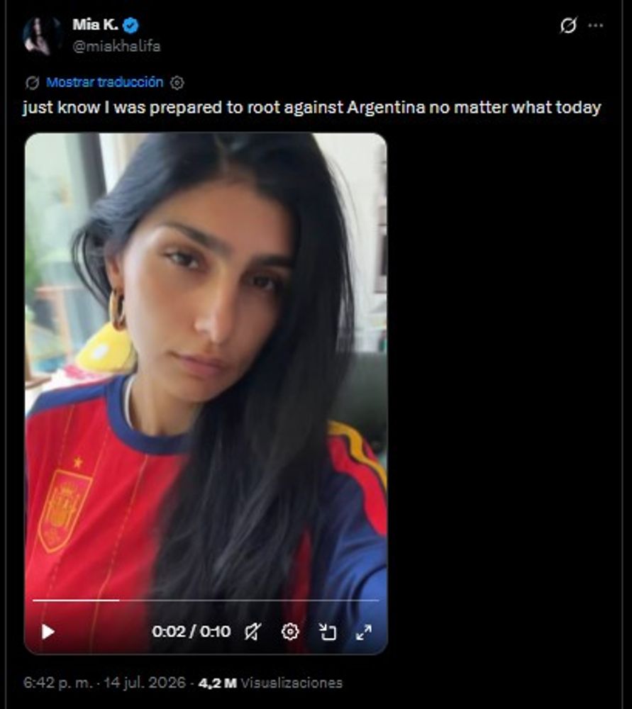 Mia Khalifa y el mensaje en contra de Argentina