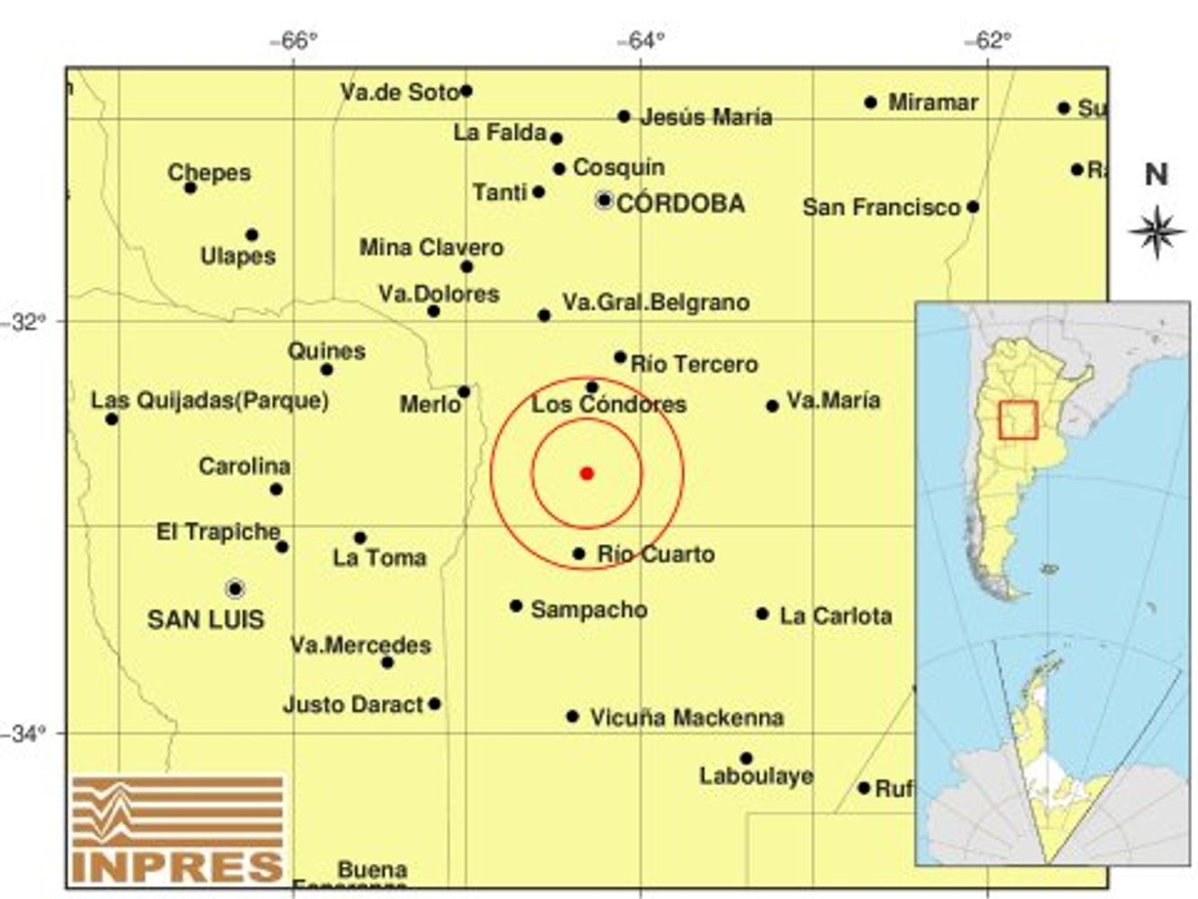 Sismo en Córdoba el martes 14 de julio.