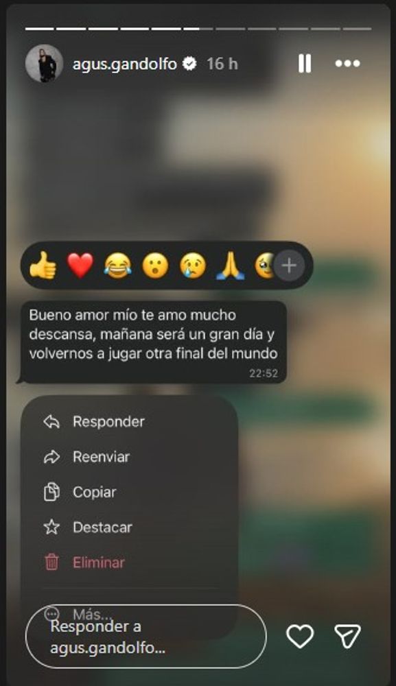 Las historias que subió Agustina Gandolfo tras la victoria de Argentina ante Inglaterra