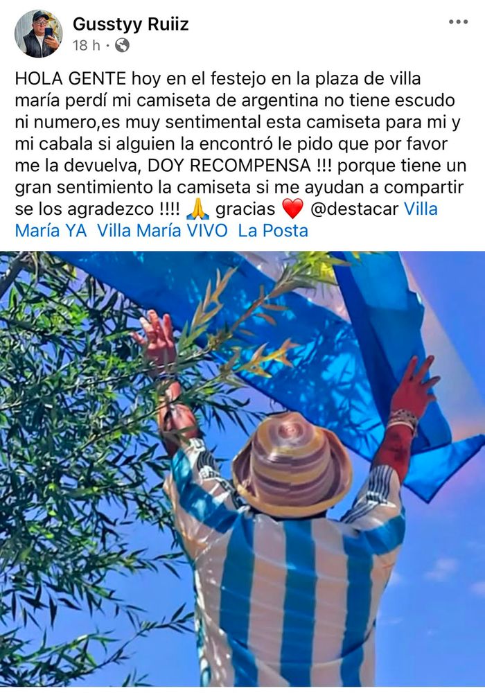 El pedido para recuperar la camiseta.