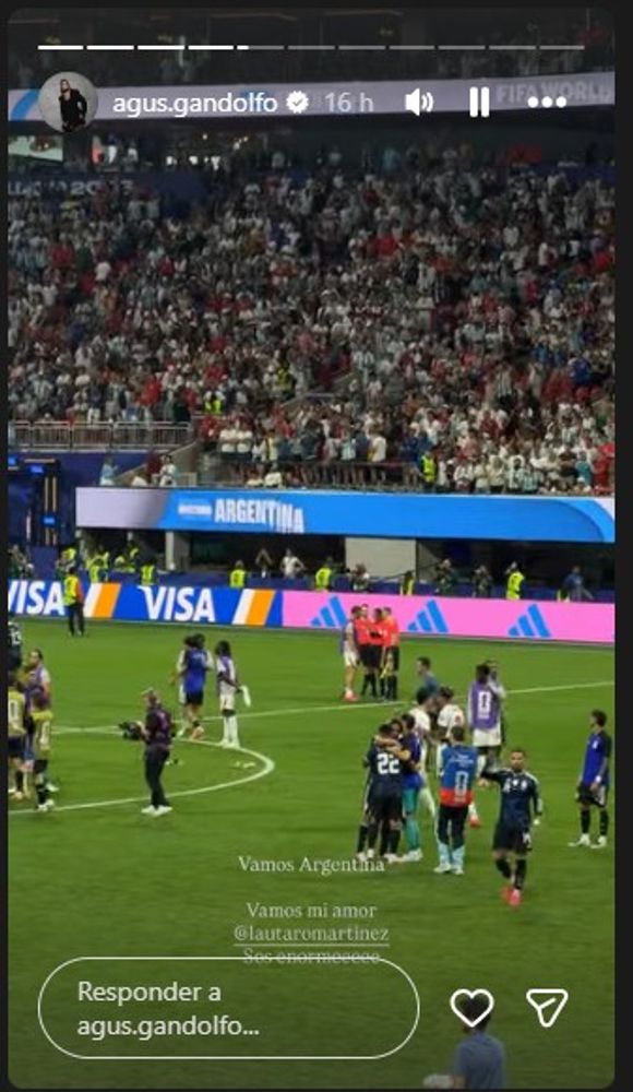 Las historias que subió Agustina Gandolfo tras la victoria de Argentina ante Inglaterra