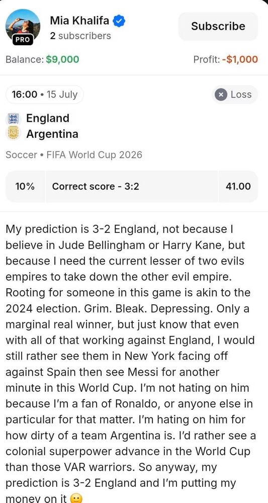 La apuesta de Mia Khalifa en contra de la Selección Argentina