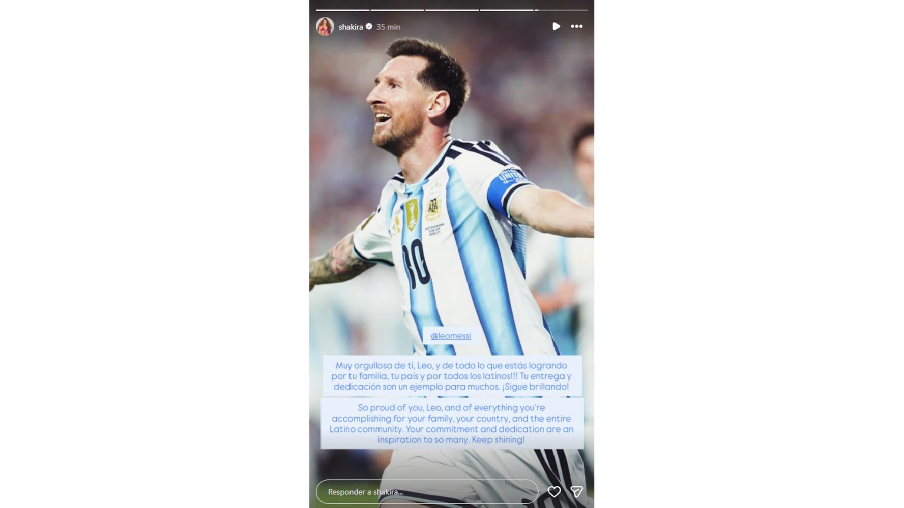 El apoyo de Shakira a Argentina.