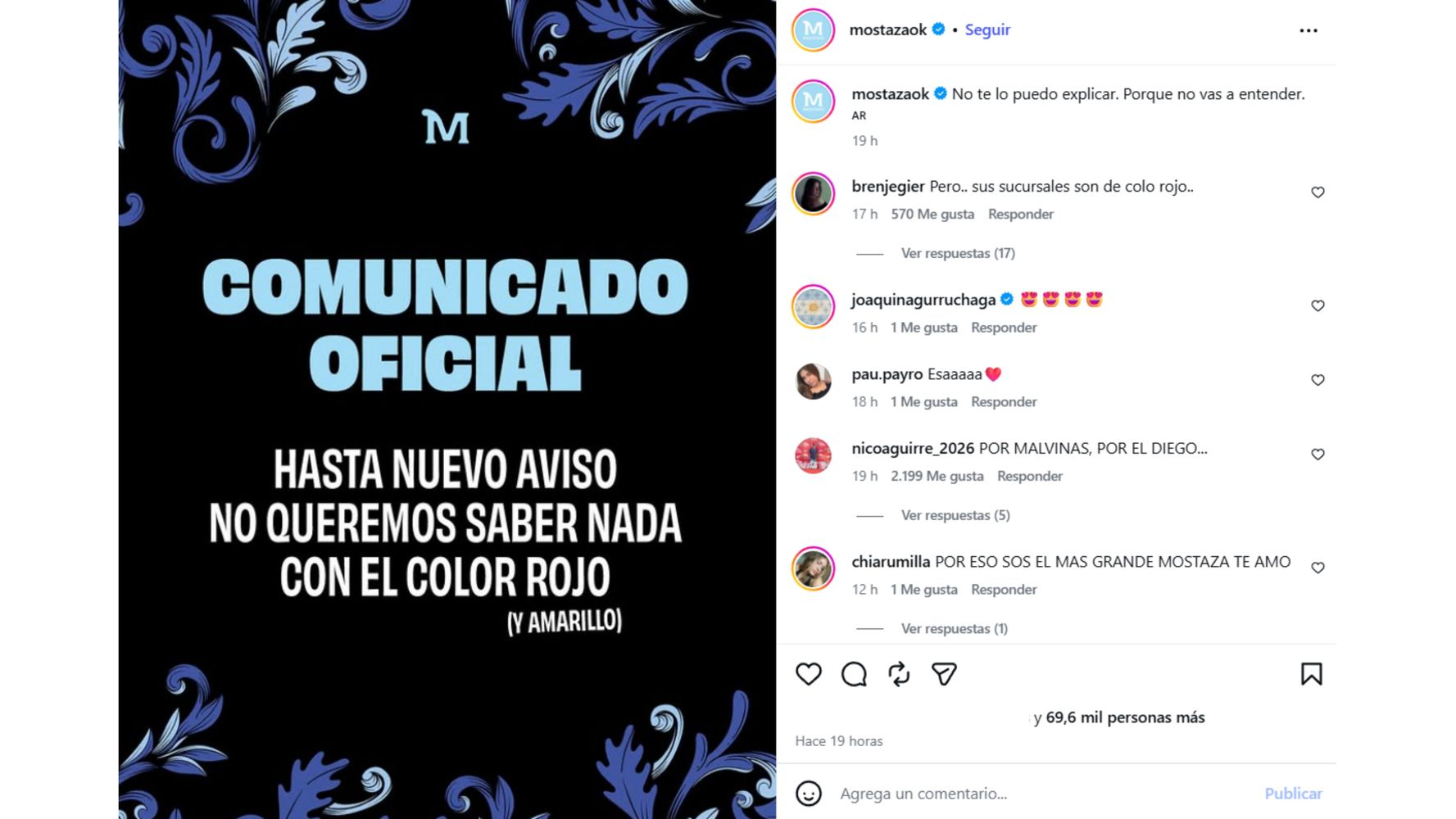 La cadena prohibió el uso del color rojo.