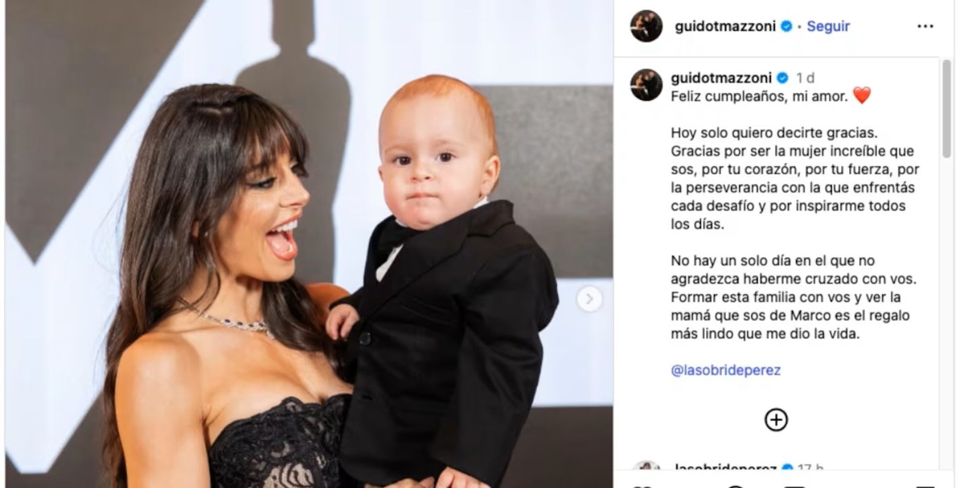 La frase de Guido Mazzoni que emocionó a los seguidores de Sol Pérez.